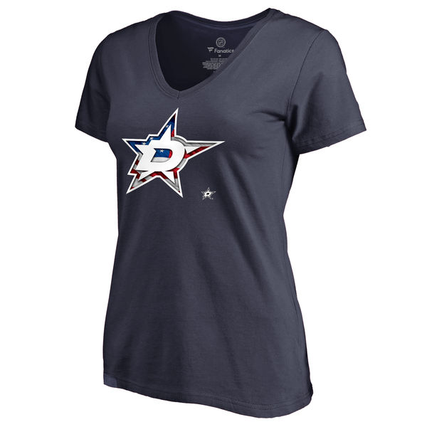 2020 NBA Women Dallas Stars Navy Banner Wave Slim Fit TShirt-0